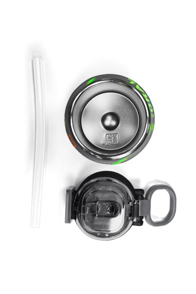 Coral High Kids Siyah Gri Dinozor Desenli Pipetli ve Direkt İçim Çelik Termos 500 ml 31946 - 7