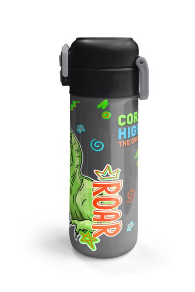 Coral High Kids Siyah Gri Dinozor Desenli Pipetli ve Direkt İçim Çelik Termos 500 ml 31946 - 6