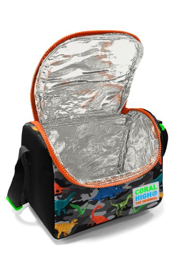 Coral High Kids Siyah Gri Dinozor Desenli Thermo Beslenme Çantası 11744 - 4