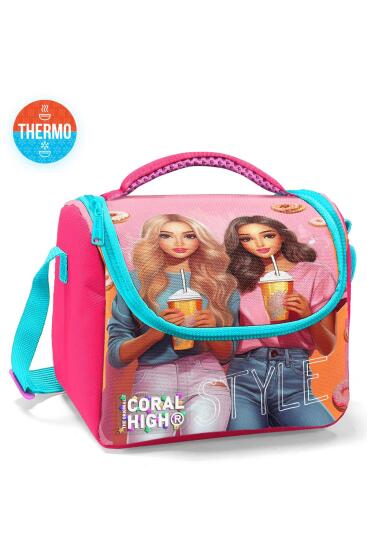 Coral High Kids Pembe Neon Mercan Fashion Girl Desenli Thermo Beslenme Çantası 22769 