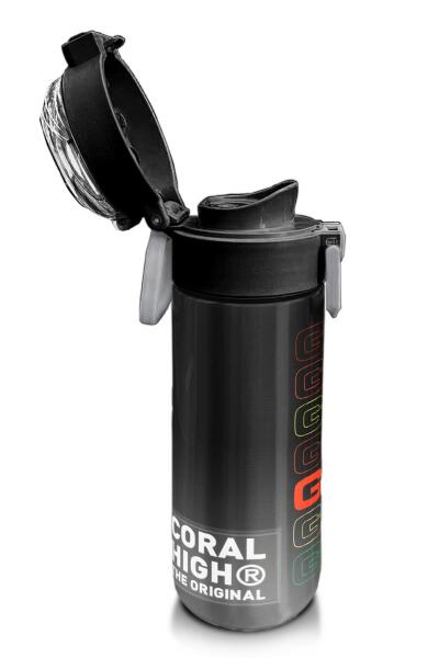 Coral High Kids Siyah Gri Gamer Desenli Pipetli ve Direkt İçim Çelik Termos 500 ml 31853 - 6