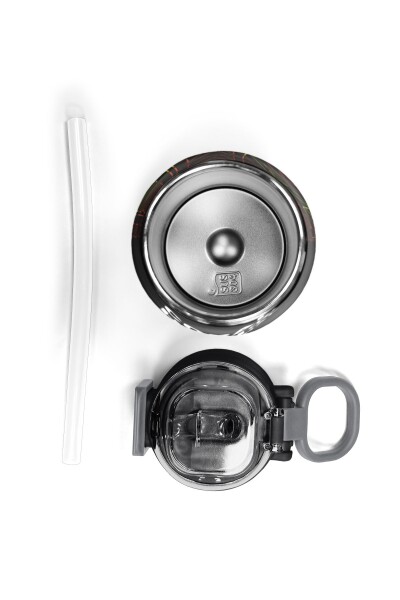 Coral High Kids Siyah Gri Gamer Desenli Pipetli ve Direkt İçim Çelik Termos 500 ml 31853 - 7