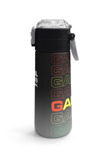 Coral High Kids Siyah Gri Gamer Desenli Pipetli ve Direkt İçim Çelik Termos 500 ml 31853 - 3