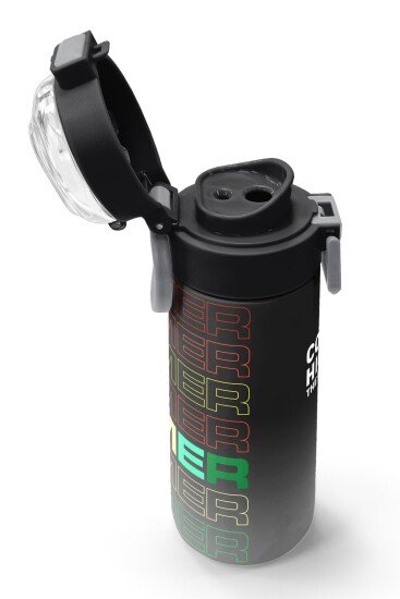 Coral High Kids Siyah Gri Gamer Desenli Pipetli ve Direkt İçim Çelik Termos 500 ml 31853 - 6