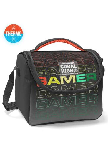 Coral High Kids Siyah Gri Gamer Desenli Thermo Beslenme Çantası 11780 