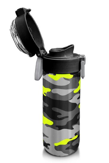 Coral High Kids Siyah Gri Kamuflaj Desenli Pipetli ve Direkt İçim Çelik Termos 500 ml 31909 - 6