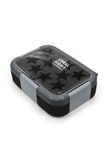 Coral High Kids Siyah Gri Yıldız Desenli Paslanmaz Çelik Beslenme Kabı 39137 - 2