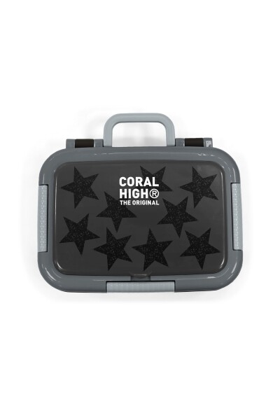 Coral High Kids Siyah Gri Yıldız Desenli Paslanmaz Çelik Beslenme Kabı 39137 - 5