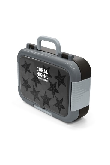 Coral High Kids Siyah Gri Yıldız Desenli Paslanmaz Çelik Beslenme Kabı 39137 - 4