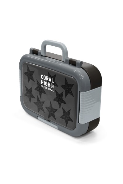 Coral High Kids Siyah Gri Yıldız Desenli Paslanmaz Çelik Beslenme Kabı 39137 - 4