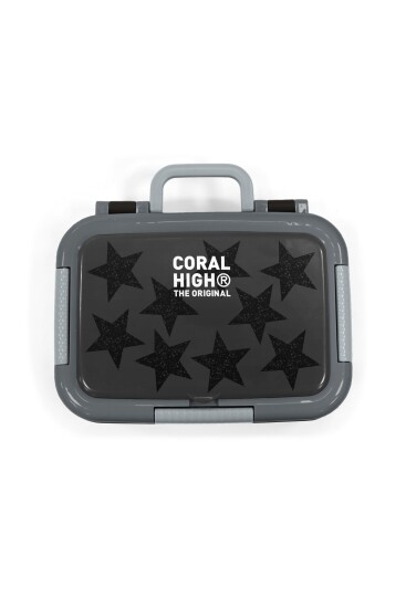 Coral High Kids Siyah Gri Yıldız Desenli Paslanmaz Çelik Beslenme Kabı 39137 - 5