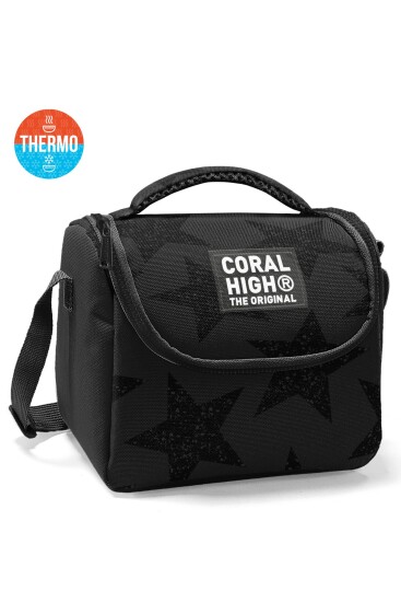 Coral High Kids Siyah Gri Yıldız Desenli Thermo Beslenme Çantası 37137 