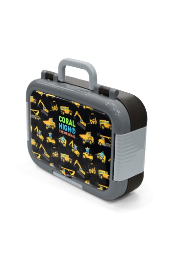 Coral High Kids Siyah İş Makinaleri Desenli Paslanmaz Çelik Beslenme Kabı 39225 - 4