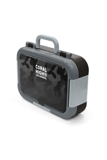 Coral High Kids Siyah Kamuflaj Desenli Paslanmaz Çelik Beslenme Kabı 39138 - 4