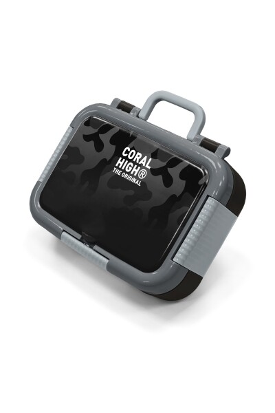 Coral High Kids Siyah Kamuflaj Desenli Paslanmaz Çelik Beslenme Kabı 39138 - 1