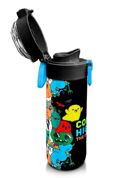 Coral High Kids Siyah Karikatür Çizgili Desenli Pipetli ve Direkt İçim Çelik Termos 500 ml 31990 - 6