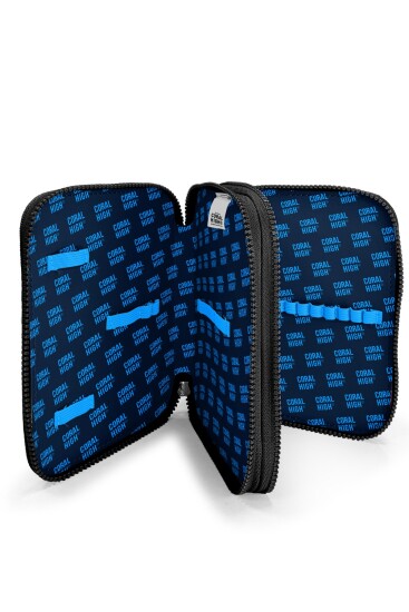 Coral High Kids Siyah Karikatür Desenli Çift Katlı Kalem Çanta 11150 - 7