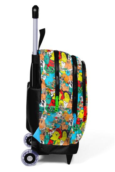 Coral High Kids Siyah Karikatür Desenli Üç Bölmeli Çekçekli Okul Sırt Çantası 23974 - 7