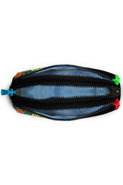 Coral High Kids Siyah Karikatür Desenli Üç Bölmeli Kalem Çantası 22090 - 4