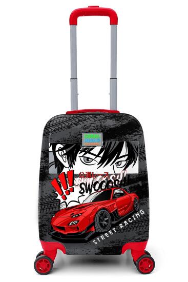 Coral High Kids Siyah Kırmızı Anime Araba Desenli Çocuk Valizi 16738 