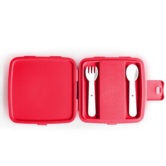 Coral High Kids Siyah Kırmızı Anime Araba Desenli Dört Bölmeli Çatal ve Kaşıklı Beslenme Kabı 32917 - 2