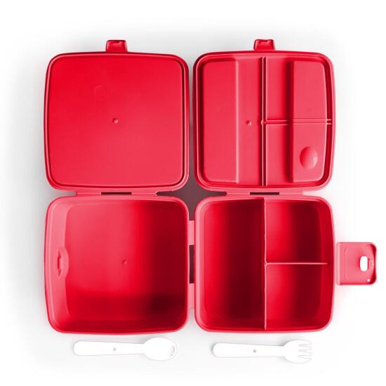 Coral High Kids Siyah Kırmızı Anime Araba Desenli Dört Bölmeli Çatal ve Kaşıklı Beslenme Kabı 32917 - 3