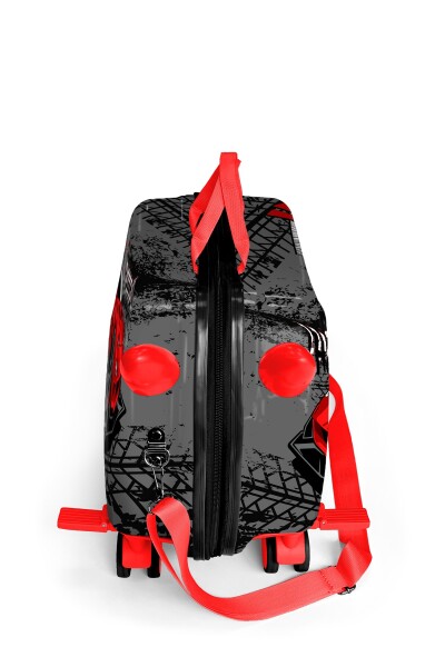 Coral High Kids Siyah Kırmızı Anime Araba Desenli Otur-Çek Çocuk Valizi 16368 - 4