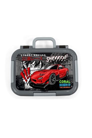 Coral High Kids Siyah Kırmızı Anime Araba Desenli Paslanmaz Çelik Beslenme Kabı 39255 - 5