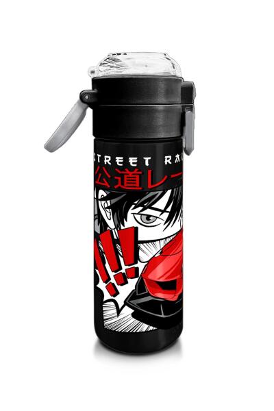Coral High Kids Siyah Kırmızı Anime Araba Desenli Pipetli ve Direkt İçim Çelik Termos 500 ml 31948 - 2