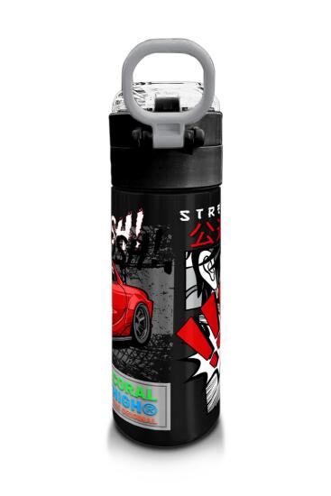 Coral High Kids Siyah Kırmızı Anime Araba Desenli Pipetli ve Direkt İçim Çelik Termos 500 ml 31948 - 3