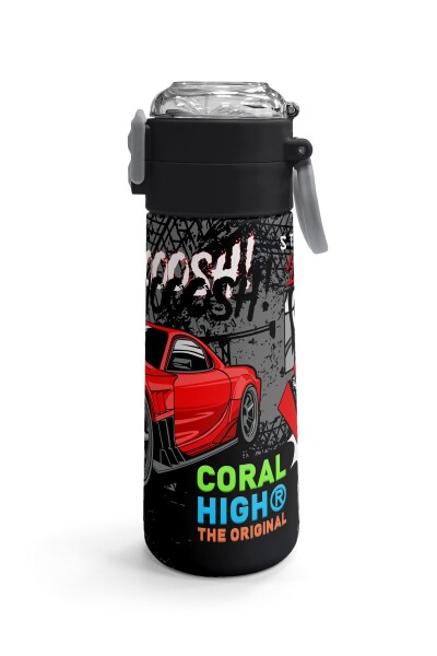 Coral High Kids Siyah Kırmızı Anime Araba Desenli Pipetli ve Direkt İçim Çelik Termos 500 ml 31948 - 3