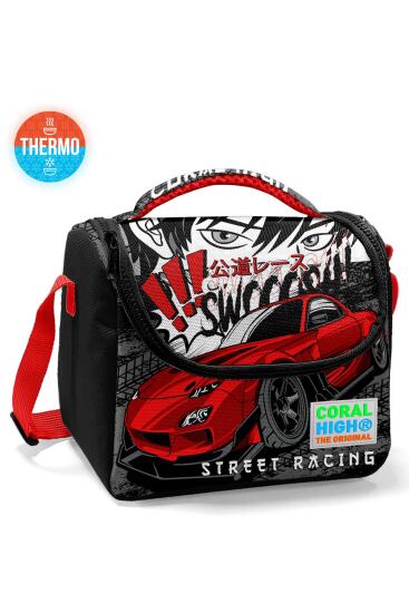 Coral High Kids Siyah Kırmızı Anime Araba Desenli Thermo Beslenme Çantası 11747 