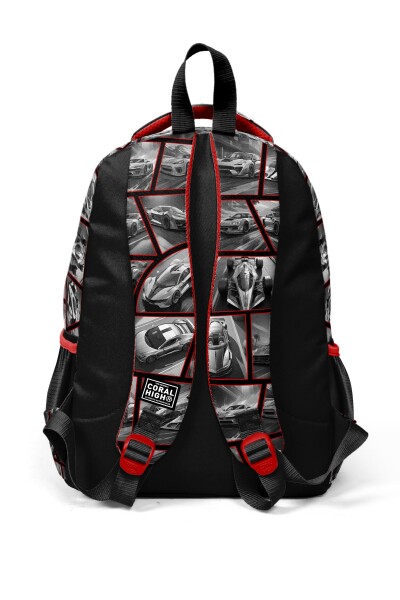 Coral High Kids Siyah Kırmızı Araba Desenli 3’lü Okul Çanta Seti SET0114429 - 5