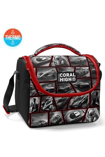 Coral High Kids Siyah Kırmızı Araba Desenli Thermo Beslenme Çantası 12790 - 1