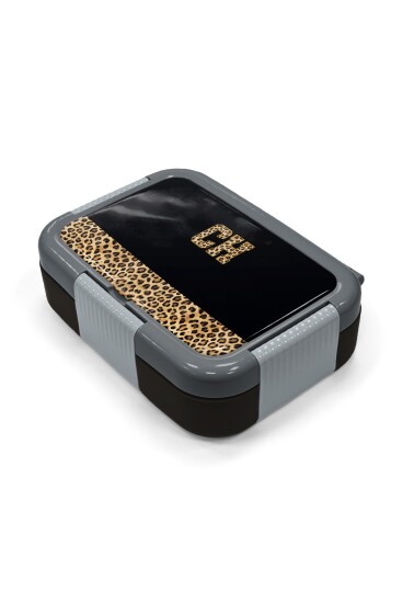 Coral High Kids Siyah Leopar CH Harf Desenli Paslanmaz Çelik Beslenme Kabı 39128 - 2