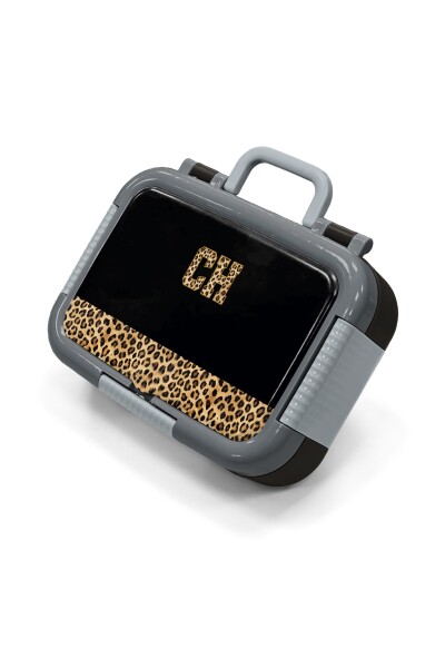 Coral High Kids Siyah Leopar CH Harf Desenli Paslanmaz Çelik Beslenme Kabı 39128 - 1