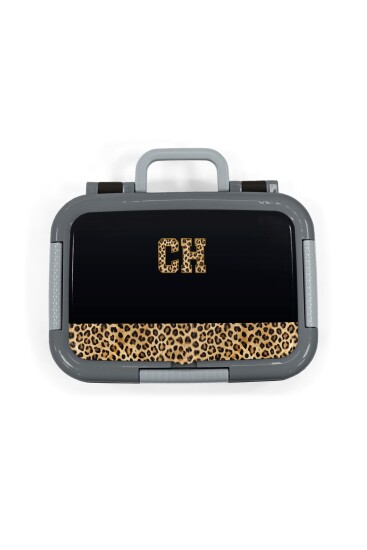 Coral High Kids Siyah Leopar CH Harf Desenli Paslanmaz Çelik Beslenme Kabı 39128 - 5