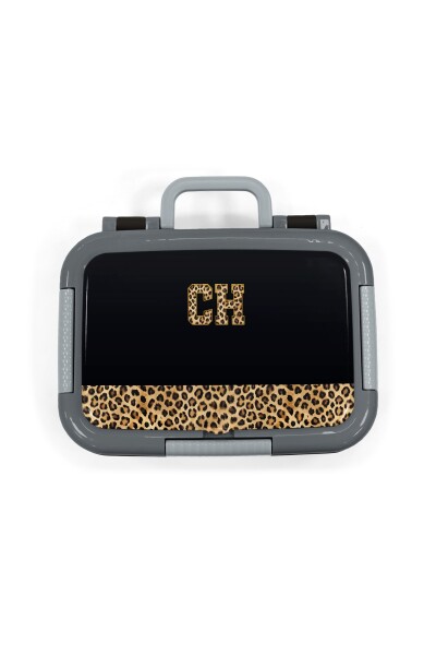 Coral High Kids Siyah Leopar CH Harf Desenli Paslanmaz Çelik Beslenme Kabı 39128 - 5