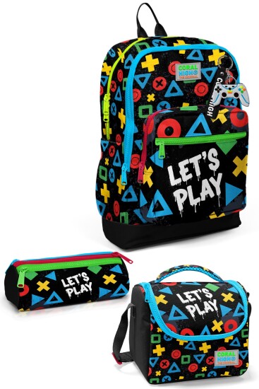 Coral High Kids Siyah Lets Play Desenli 3’lü Okul Çanta Seti SET0133214 
