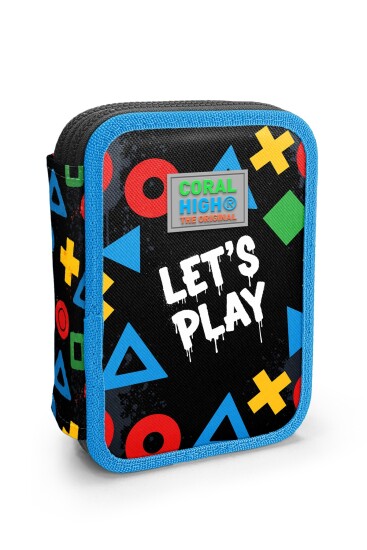Coral High Kids Siyah Lets Play Desenli Çift Katlı Kalem Çanta 31104 - Coral High