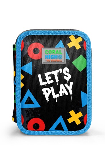 Coral High Kids Siyah Lets Play Desenli Çift Katlı Kalem Çanta 31104 - 10