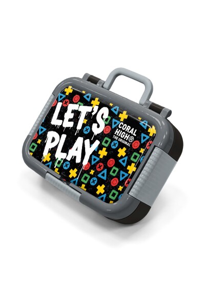 Coral High Kids Siyah Lets Play Desenli Paslanmaz Çelik Beslenme Kabı 39114 - 1