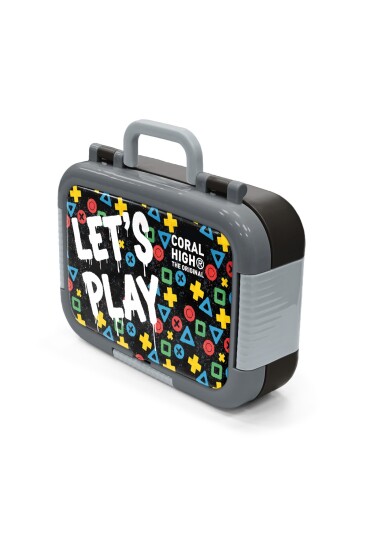 Coral High Kids Siyah Lets Play Desenli Paslanmaz Çelik Beslenme Kabı 39114 - 4