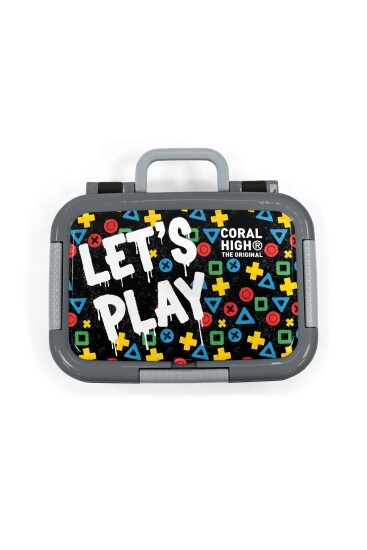 Coral High Kids Siyah Lets Play Desenli Paslanmaz Çelik Beslenme Kabı 39114 - 5