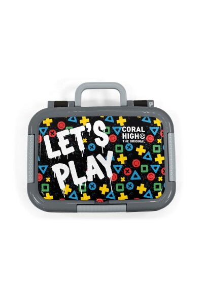 Coral High Kids Siyah Lets Play Desenli Paslanmaz Çelik Beslenme Kabı 39114 - 5