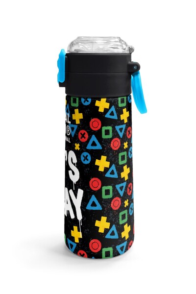 Coral High Kids Siyah Lets Play Desenli Pipetli ve Direkt İçim Çelik Termos 500 ml 38114 - 3