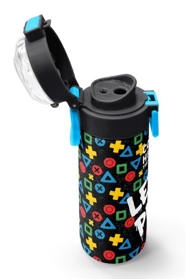 Coral High Kids Siyah Lets Play Desenli Pipetli ve Direkt İçim Çelik Termos 500 ml 38114 - 6