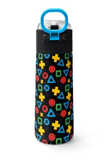 Coral High Kids Siyah Lets Play Desenli Pipetli ve Direkt İçim Çelik Termos 500 ml 38114 - 4