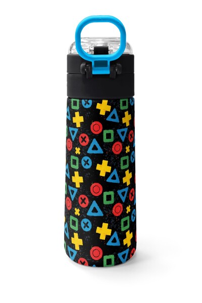 Coral High Kids Siyah Lets Play Desenli Pipetli ve Direkt İçim Çelik Termos 500 ml 38114 - 4