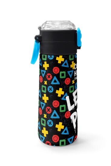Coral High Kids Siyah Lets Play Desenli Pipetli ve Direkt İçim Çelik Termos 500 ml 38114 - 2